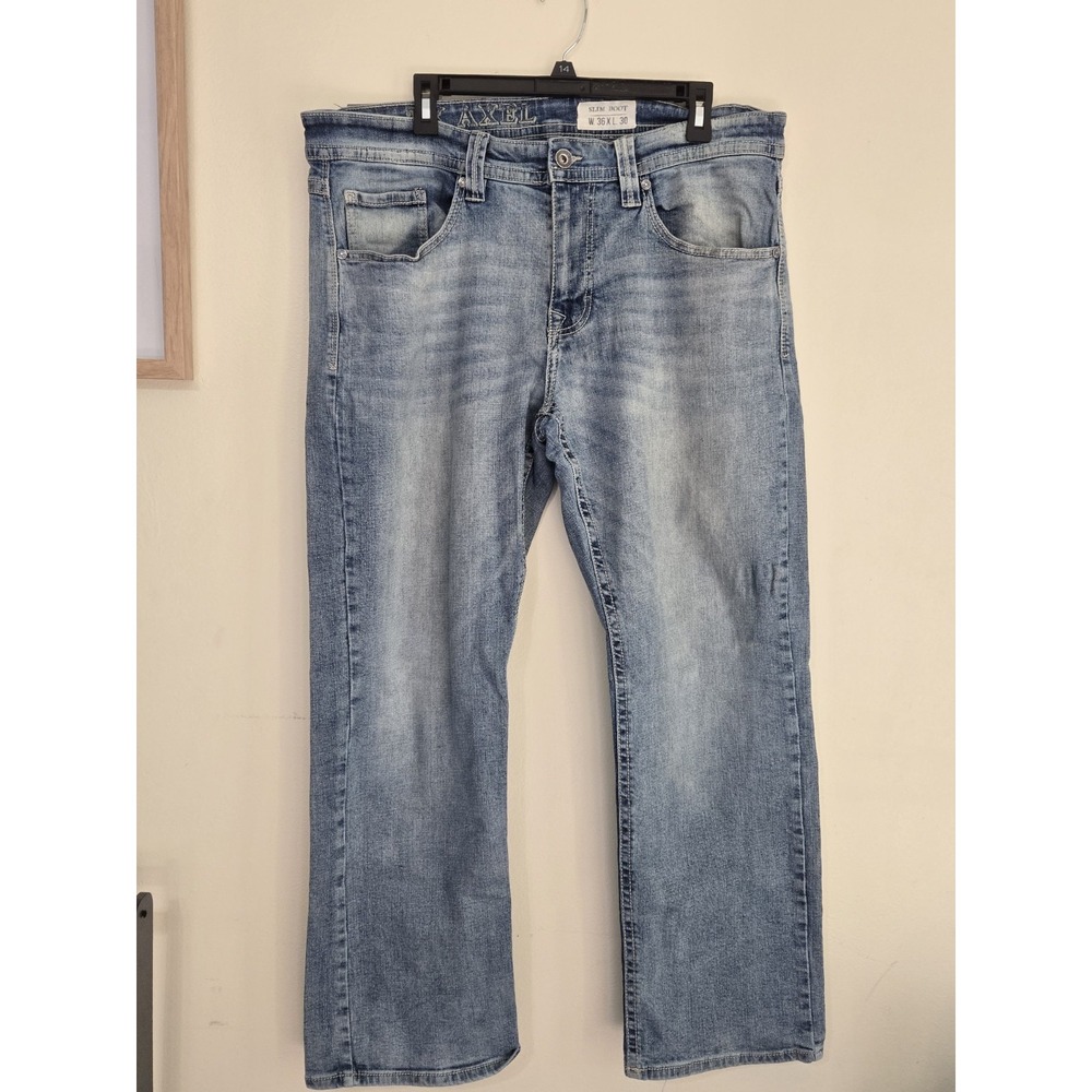 T.K. Axel Brand Mens Slim Boot Stretch Jeans Cave Light Wash 36x30
